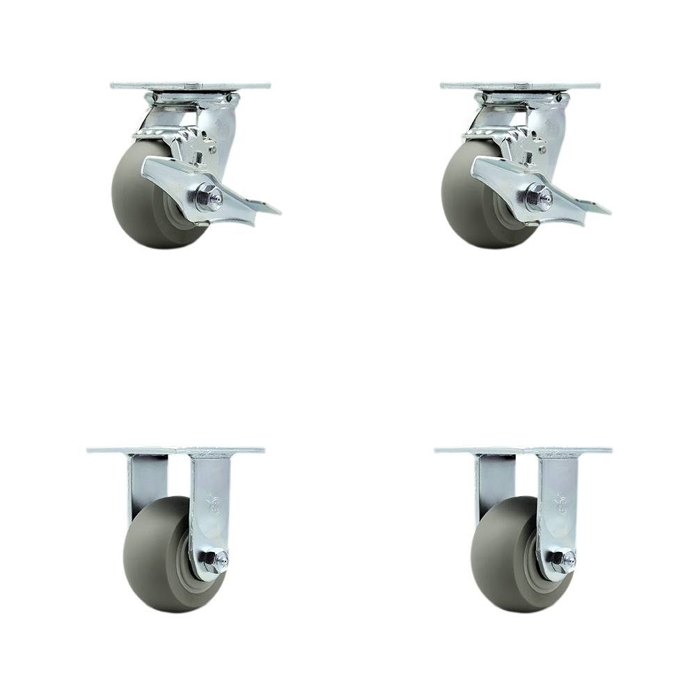 TOOL-SCC-30CS420-TPRBD-TLB-2-R-2 Tool Box Caster Wheel Set - 4 in. Non-Marking, Zero Maintenance Thermoplastic Rubber Donut Tread Wheels