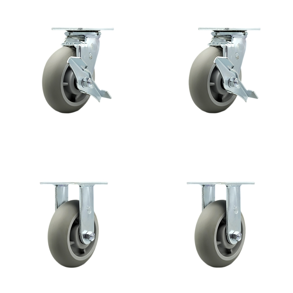 TOOL-SCC-30CS620-TPRBD-TLB-2-R-2 Tool Box Caster Wheel Set - 6 in. Non-Marking, Zero Maintenance Thermoplastic Rubber Donut Tread Wheels