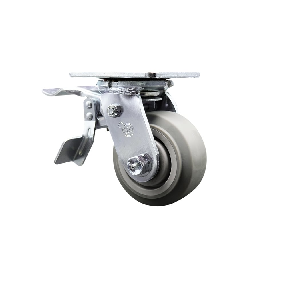Replacement for McMaster Carr Caster 30305T562 - Swivel Top Plate Caster with 4 in. Thermoplastic Rubber Flat Tread Gray Wheel & Total Lock Brake -  Service Caster, MCM-SCC-TTL30S420-TPRRF