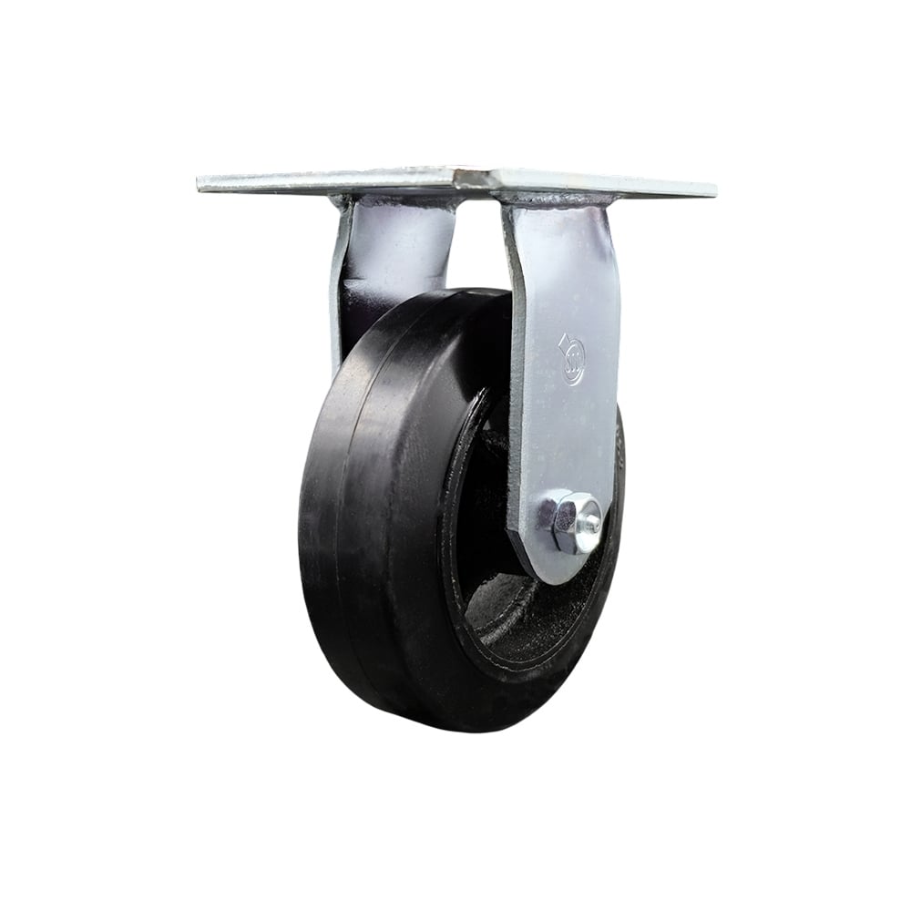 Replacement for McMaster Carr Caster 44785T33 - Rigid Top Plate Caster with 6 in. Black Rubber on Cast Iron Wheel - 450 lbs Capacity per Caster -  Service Caster, MCM-SCC-35R620-RSR