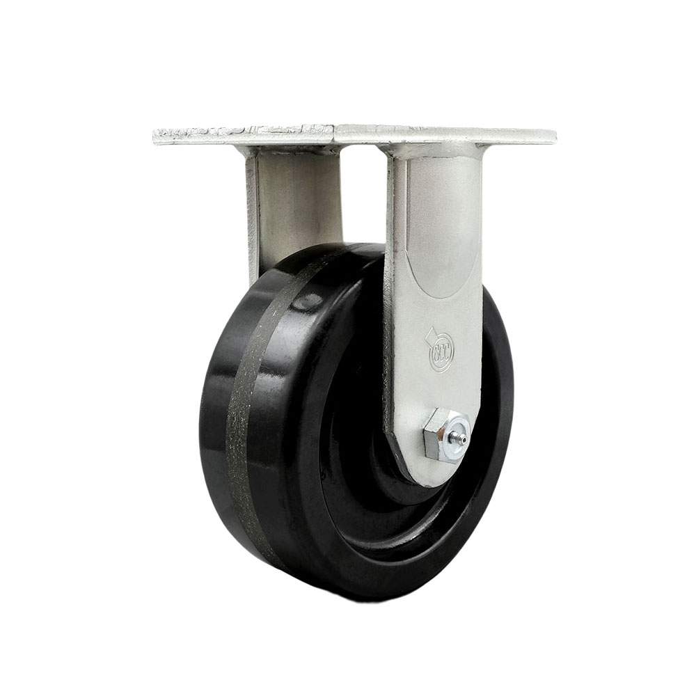 Extra Heavy Duty Kingpinless 8 x 3 in. Phenolic Rigid Caster for Cranes, Gantries, Hoists & Winches - 2500 lbs per Caster