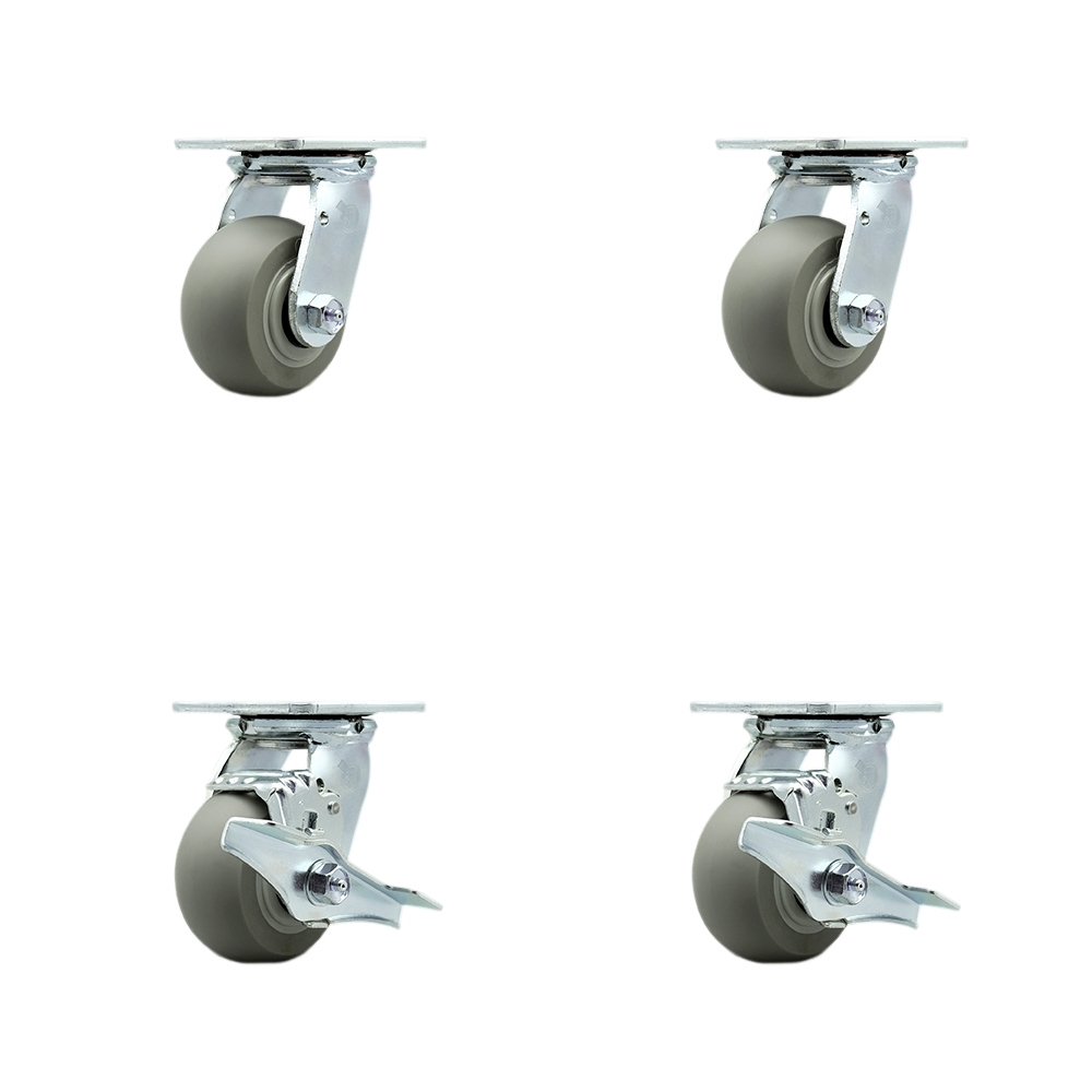 TOOL-SCC-30CS420-TPRBD-2-TLB-2 Tool Box Caster Wheel Set - 4 in. Non-Marking, Zero Maintenance Thermoplastic Rubber Donut Tread Wheels