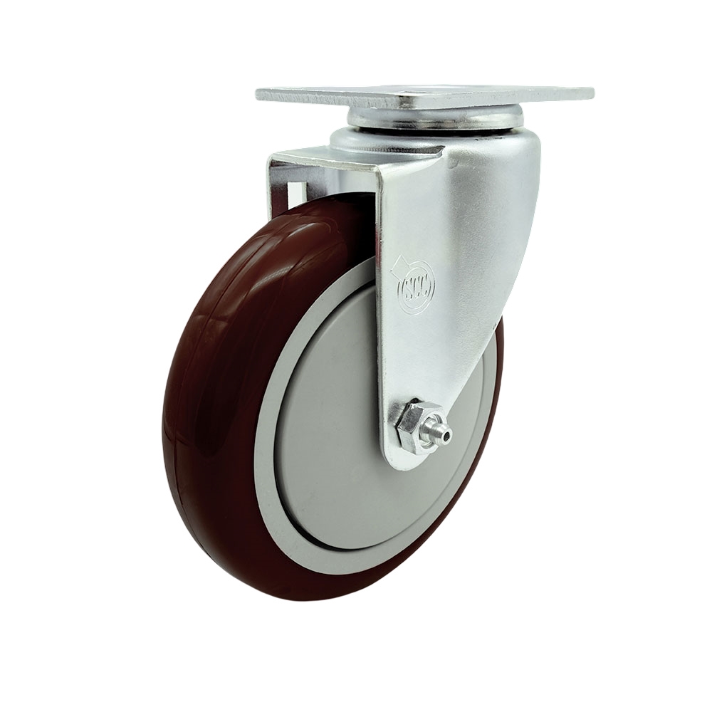 Replacement for McMaster Carr Caster 2426T54 - Swivel Top Plate Caster with 5 in. Maroon Polyurethane Wheel - 350 lbs Capacity per Caster -  Service Caster, MCM-SCC-20S514-PPUB-MRN
