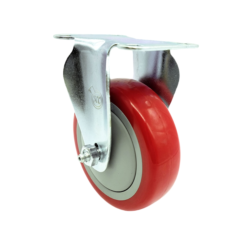 Replacement for McMaster Carr Caster 2426T73 - Rigid Top Plate Caster with 4 in. Red Polyurethane Wheel - 350 lbs Capacity per Caster