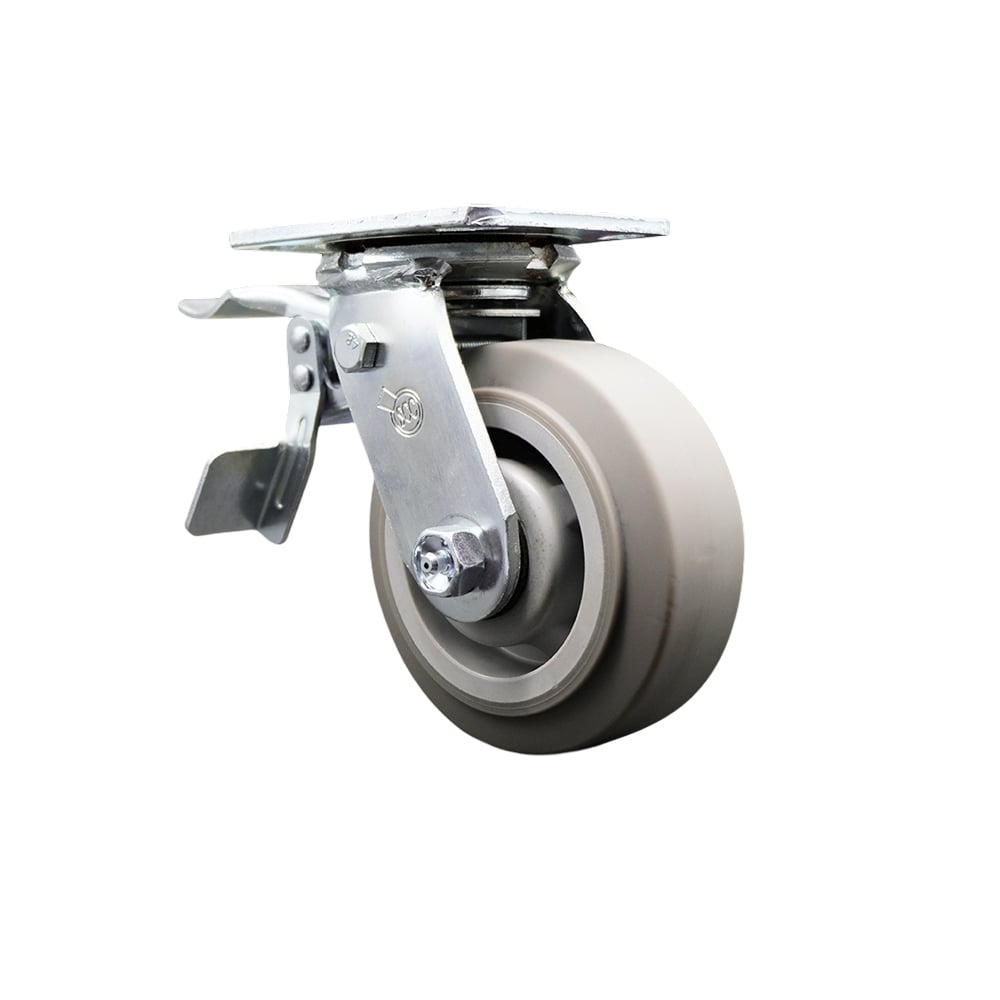 Replacement for McMaster Carr Caster 30305T572 - Swivel Top Plate Caster with 5 in. Thermoplastic Rubber Flat Tread Gray Wheel & Total Lock Brake -  Service Caster, MCM-SCC-TTL30S520-TPRRF