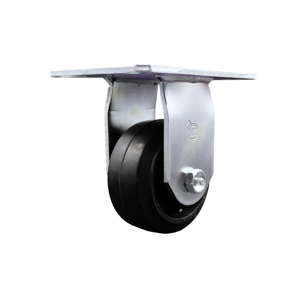 Replacement for McMaster Carr Caster 44785T31 - Rigid Top Plate Caster with 4 in. Black Rubber on Cast Iron Wheel - 400 lbs Capacity per Caster -  Service Caster, MCM-SCC-35R420-RSR