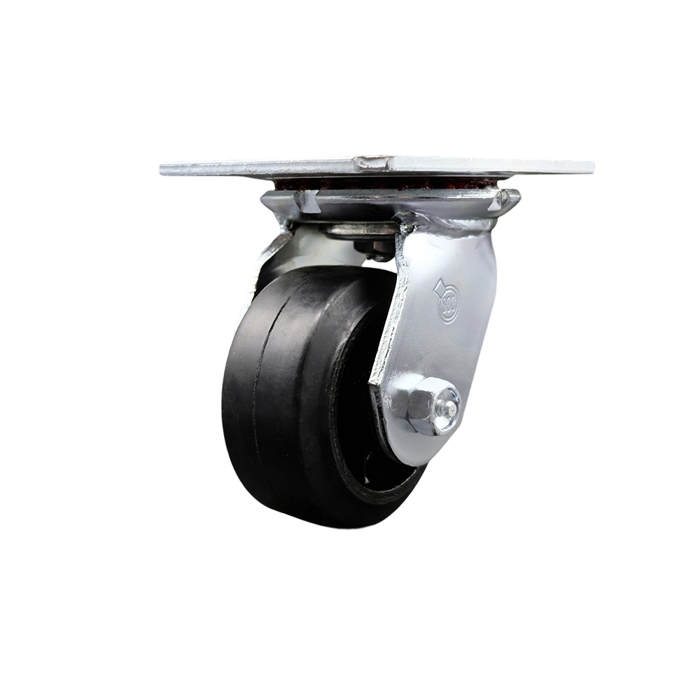 Replacement for McMaster Carr Caster 44785T11 - Swivel Top Plate Caster with 4 in. Black Rubber on Cast Iron Wheel - 400 lbs Capacity per Caster