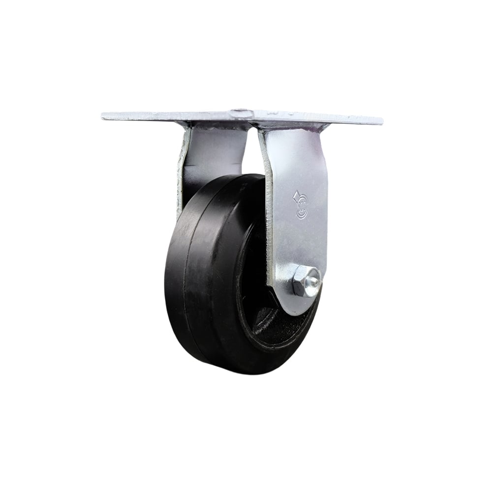 Replacement for McMaster Carr Caster 44785T32 - Rigid Top Plate Caster with 5 in. Black Rubber on Cast Iron Wheel - 400 lbs Capacity per Caster -  Service Caster, MCM-SCC-35R520-RSR