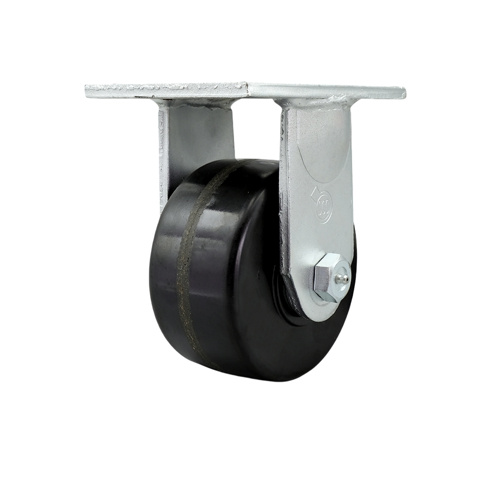 Extra Heavy Duty Kingpinless 6 x 3 in. Phenolic Rigid Caster for Cranes, Gantries, Hoists & Winches - 2000 lbs per Caster