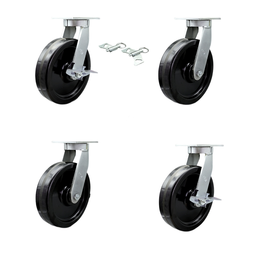 Extra Heavy Duty 10 x 3 in. Phenolic Swivel Caster Set for Cranes, Gantries, Hoists & Winches - Set of 4 - 2900 lbs per Caster