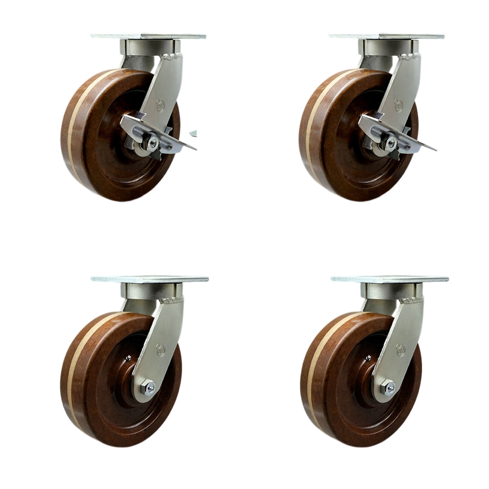 Extra Heavy Duty 10 x 3 in. High Temperature Swivel Caster Set for Cranes, Gantries, Hoists & Winches - Set of 4 - 2900 lbs per Caster