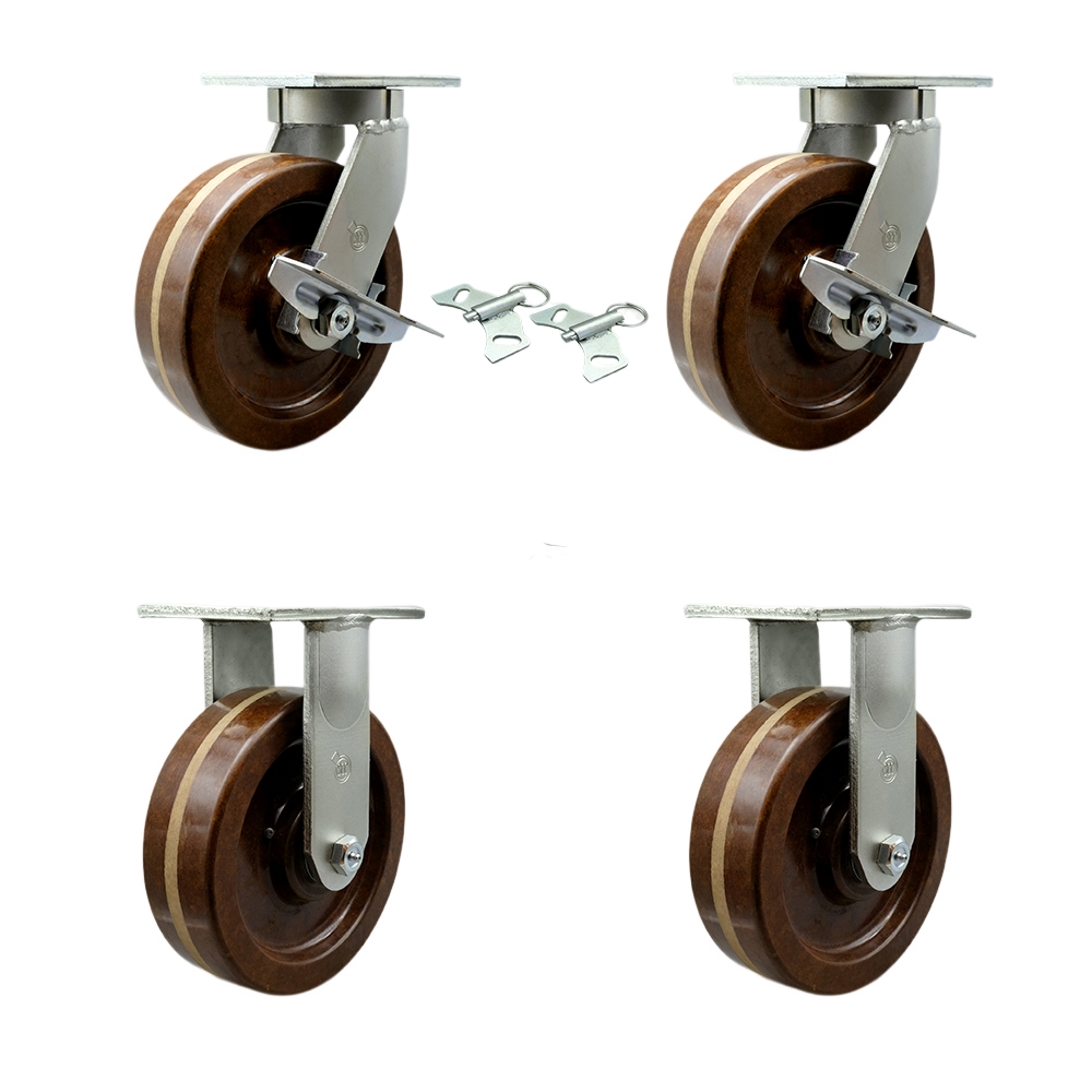 Extra Heavy Duty 10 x 3 in. High Temperature Swivel Caster Set for Cranes, Gantries, Hoists & Winches - Set of 4 - 2900 lbs per Caster