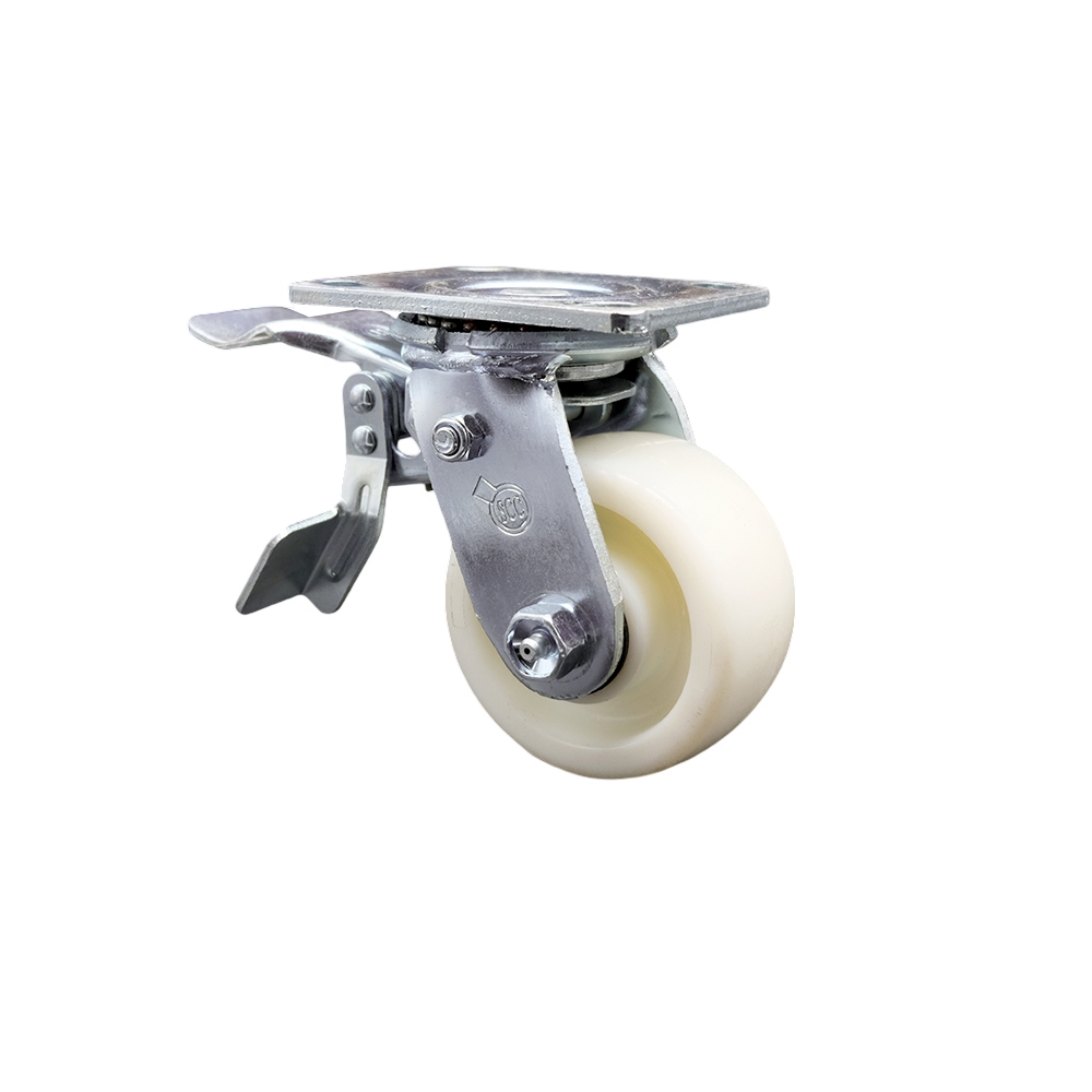 SCC-TTL30S420-NYR Nylon Swivel Top Plate Heavy Duty Caster with 4 in. Wheel & Total Lock Brake - 800 lbs Capacity per Caster