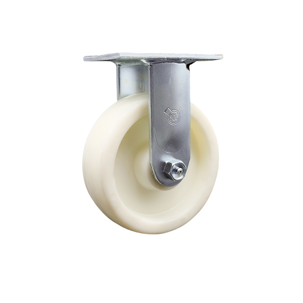 Stainless Steel Rigid Caster - 6in. Nylon Wheel - 1250 lbs Capacity