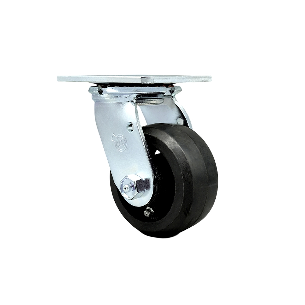 SCC-30CS420-RSR-BSL Rubber on Metal Swivel Top Plate Heavy Duty Caster with 4 in. Wheel & Bolt on Swivel Lock - 400 lbs Capacity per Caster