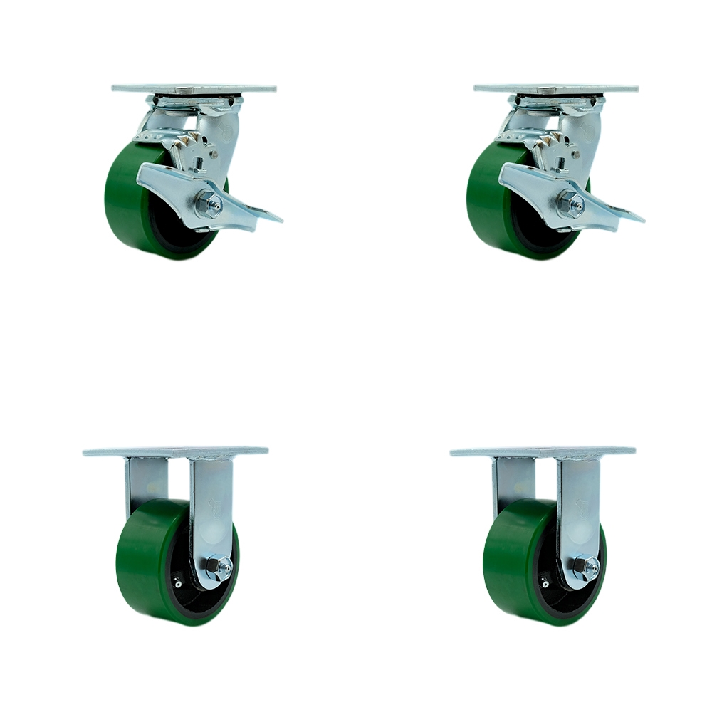 TOOL-SCC-30CS420-PUB-GB-TLB-2-R-2 Tool Box Caster Wheel Set - 4 in. Non-Marking, Maintenance Free Green Polyurethane on Cast Iron Wheels
