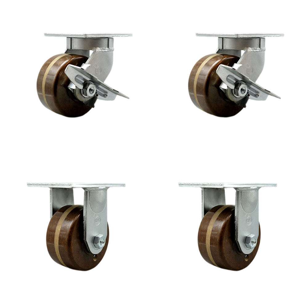 Extra Heavy Duty 6 x 3 in. High Temperature Swivel Caster Set for Cranes, Gantries, Hoists & Winches - Set of 4 - 2000 lbs per Caster