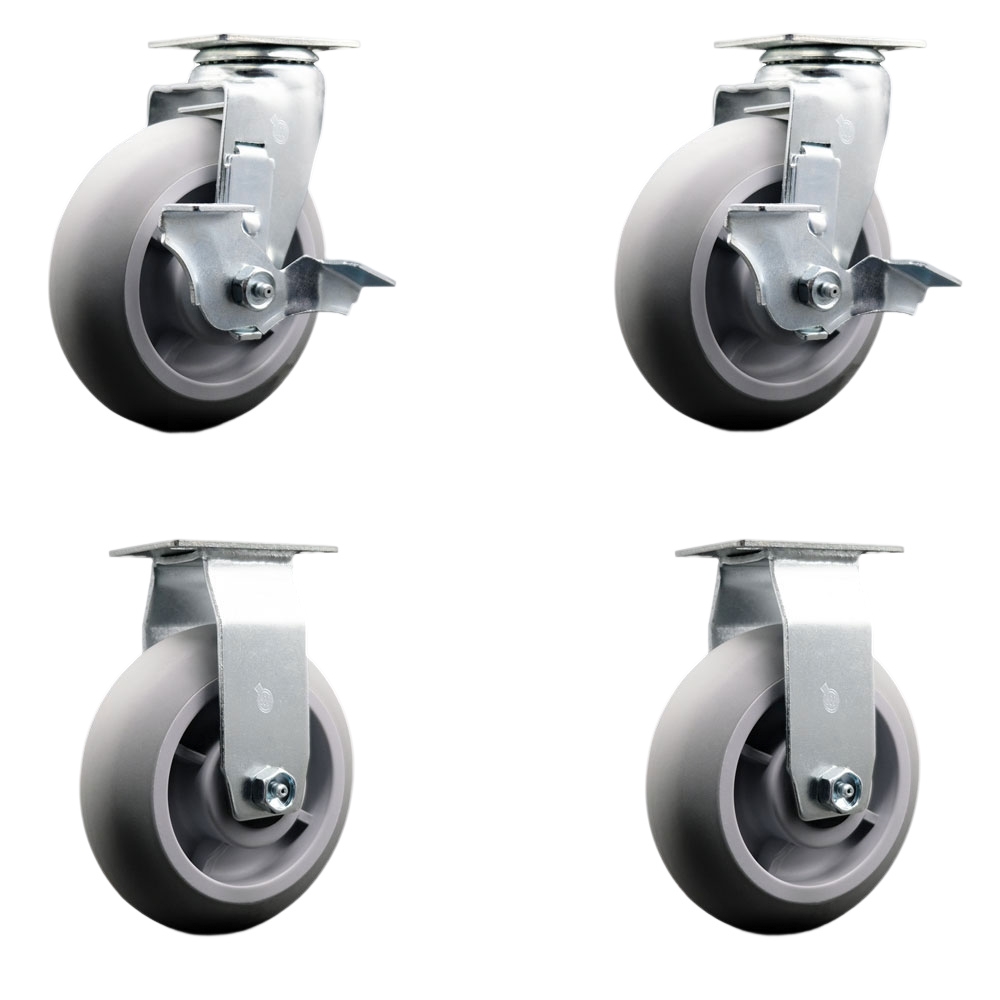 TOOL-SCC-20S620-TPRBD-TLB-2-R-2 Tool Box Caster Wheel Set - 6 in. Non-Marking, Zero Maintenance Thermoplastic Rubber Donut Tread Wheels