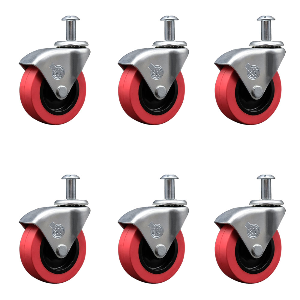 CREE-SCC-PGCREEP-6 Polyurethane Swivel 6 Pack 2.5 in. Low Profile Swivel Caster Wheel for Creeper Service Cart