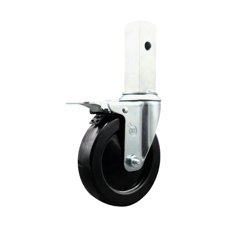 Bil-Jax 0026-835 0126835 Scaffold Swivel Caster Replacement - 5 in. Black Hard Rubber Wheel with Total Lock Brake - 300 lbs Capacity per Caster