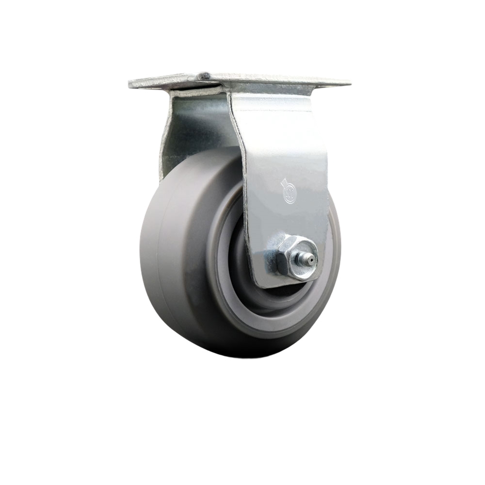 SCC-20R420-TPRRF Rigid Top Plate Caster - Gray 4 x 2 in. Thermoplastic Rubber Flat Tread Wheel - Roller Bearing - 450 lbs Capacity per Caster