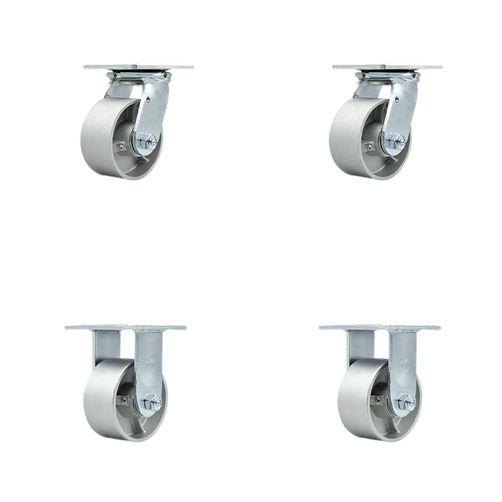 Replacement Set for Hippo Hopper Casters SC4-2-SET - Top Plate Caster with 4 in. Semi Steel Cast Iron Wheel - 4000 lbs Total Capacity