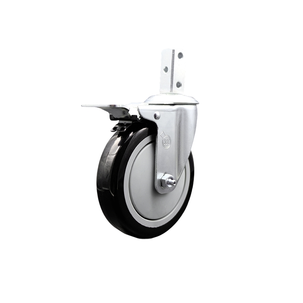 Replacement for MetalTech Caster I-C1CAS5 - Swivel 0.875 in. Square Stem Caster with 5 in. Black Polyurethane Wheel & Total Lock Brake