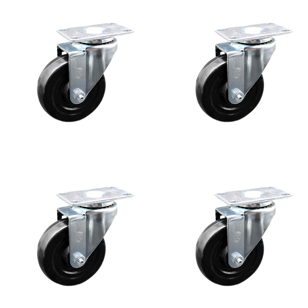 LAG-SCC-20S414-HRS-4 Replacement Set for Laguna Casters - Swivel Top Plate Casters with 4 in. Hard Rubber Wheel - 1200 lbs Total Capacity