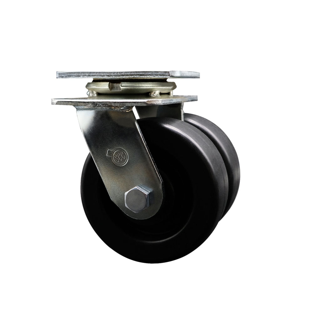 SCC-DW30CS520-POB Heavy Duty Swivel Top Plate Caster with Dual 5 in. Polyolefin Wheels & Ball Bearings - 1250 lbs Capacity per Caster