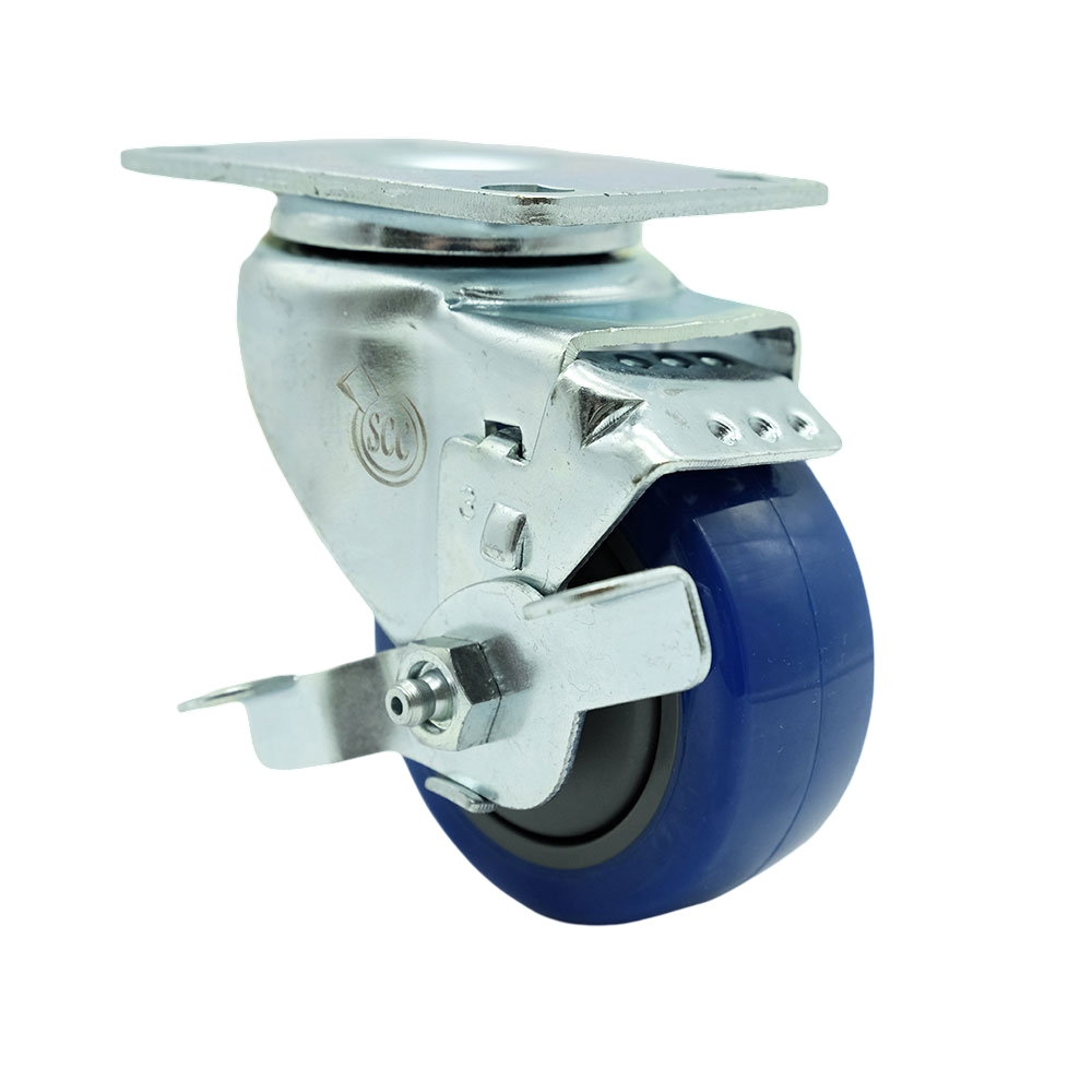 Replacement for Colson Caster 2.03256.95 BRK1 - Polyurethane Swivel Top Plate Swivel Caster with 3.5 in. Blue Wheel & Top Locking Brake