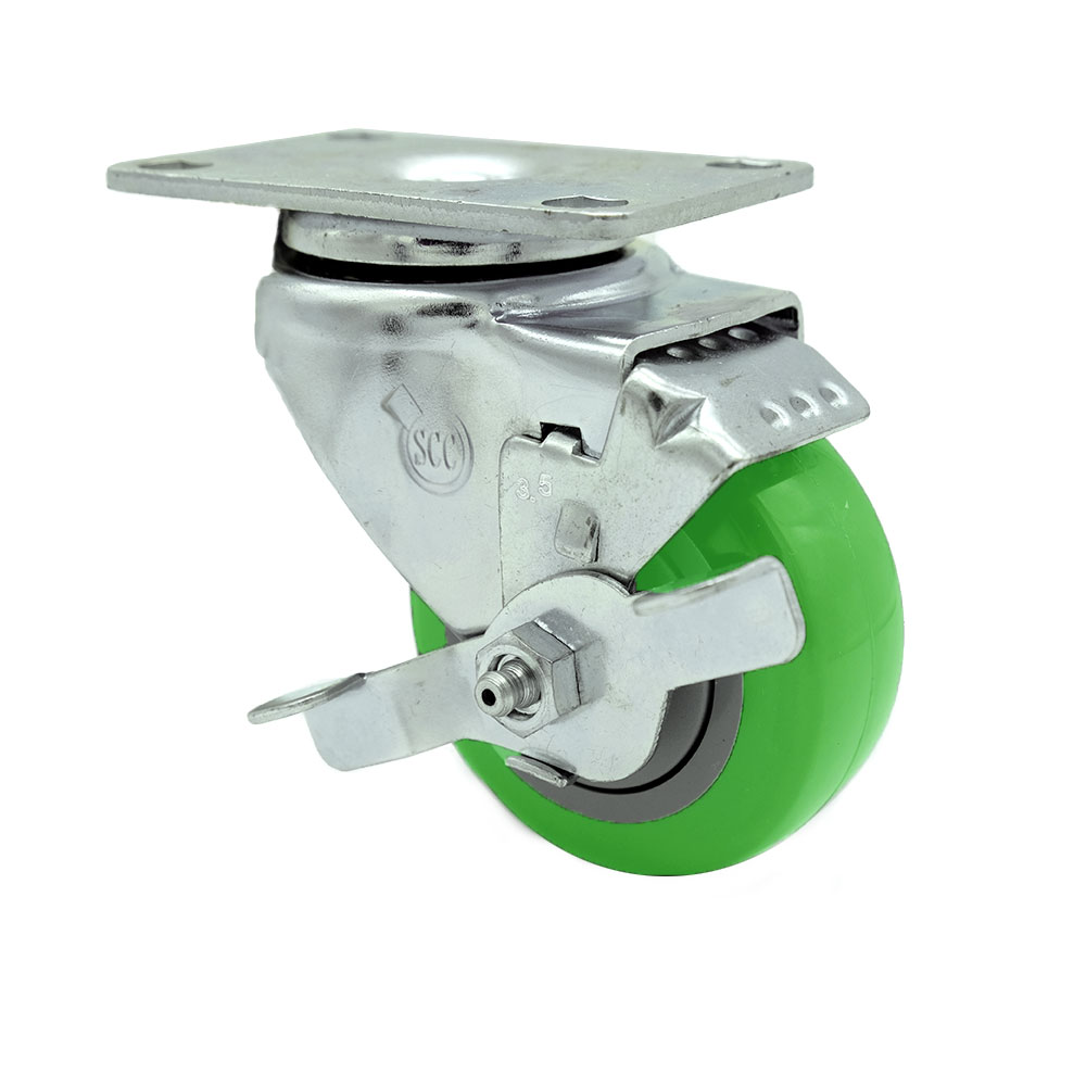 Replacement for Colson Caster 2.03256.95 MTG59 BRK1 - Swivel Caster with Top Lock Brake & 3.5 in. Green Polyurethane Wheel