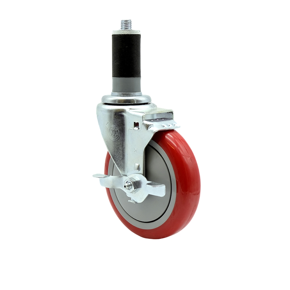 REG-SCC-EX20S514-PPUB-RED-TLB-112 Regency Work Table & Equipment Stand Replacement Locking Caster - 5 in. Red Polyurethane Wheel
