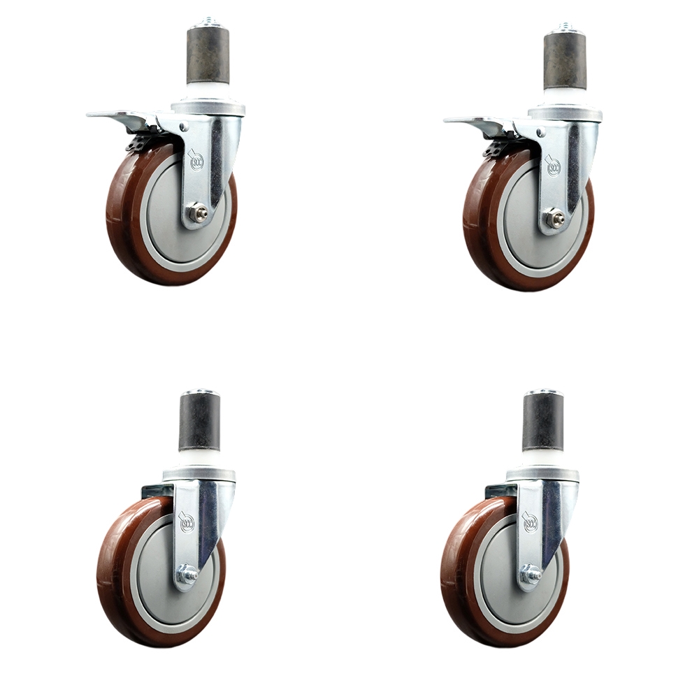 REG-SCC-EXTTL20S514-PPUB-MRN-112-2-S-2 Regency Work Table & Equipment Stand Caster Set - 5 in. Maroon Poly Wheel - Replacement Casters - Set of 4
