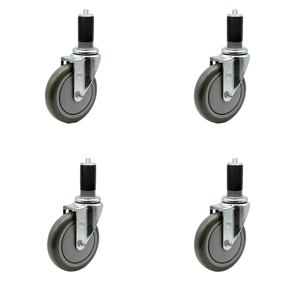 REG-SCC-EX20S514-PPUB-112-4 Regency Work Table & Equipment Stand Replacement Caster Set - 5 in. Gray Polyurethane Wheel - 4 Swivel Casters - Set of 4