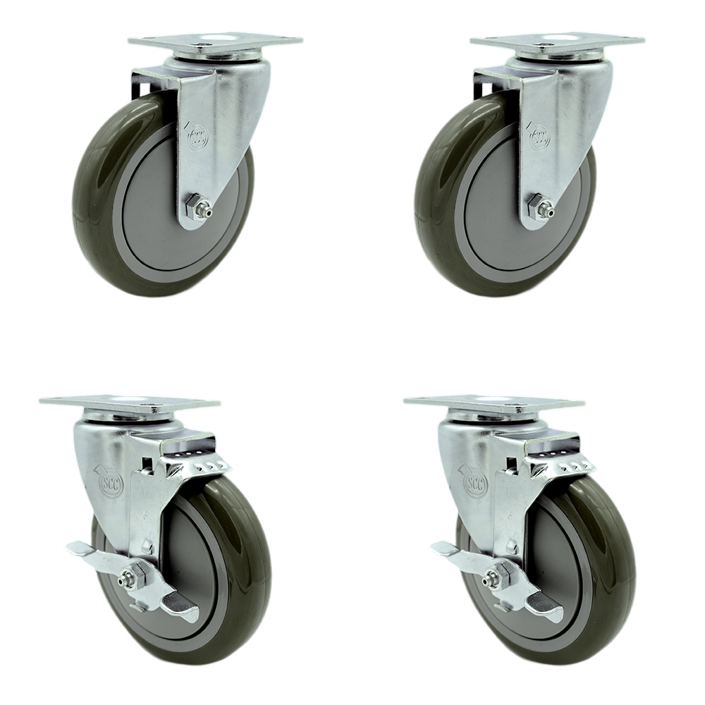 Avantco HPCASTNB HPCASTWB - Fits Select Avantco, Regency & Winholt Equipment - 5 in. Gray Poly Wheel - Replacements - Set of 4