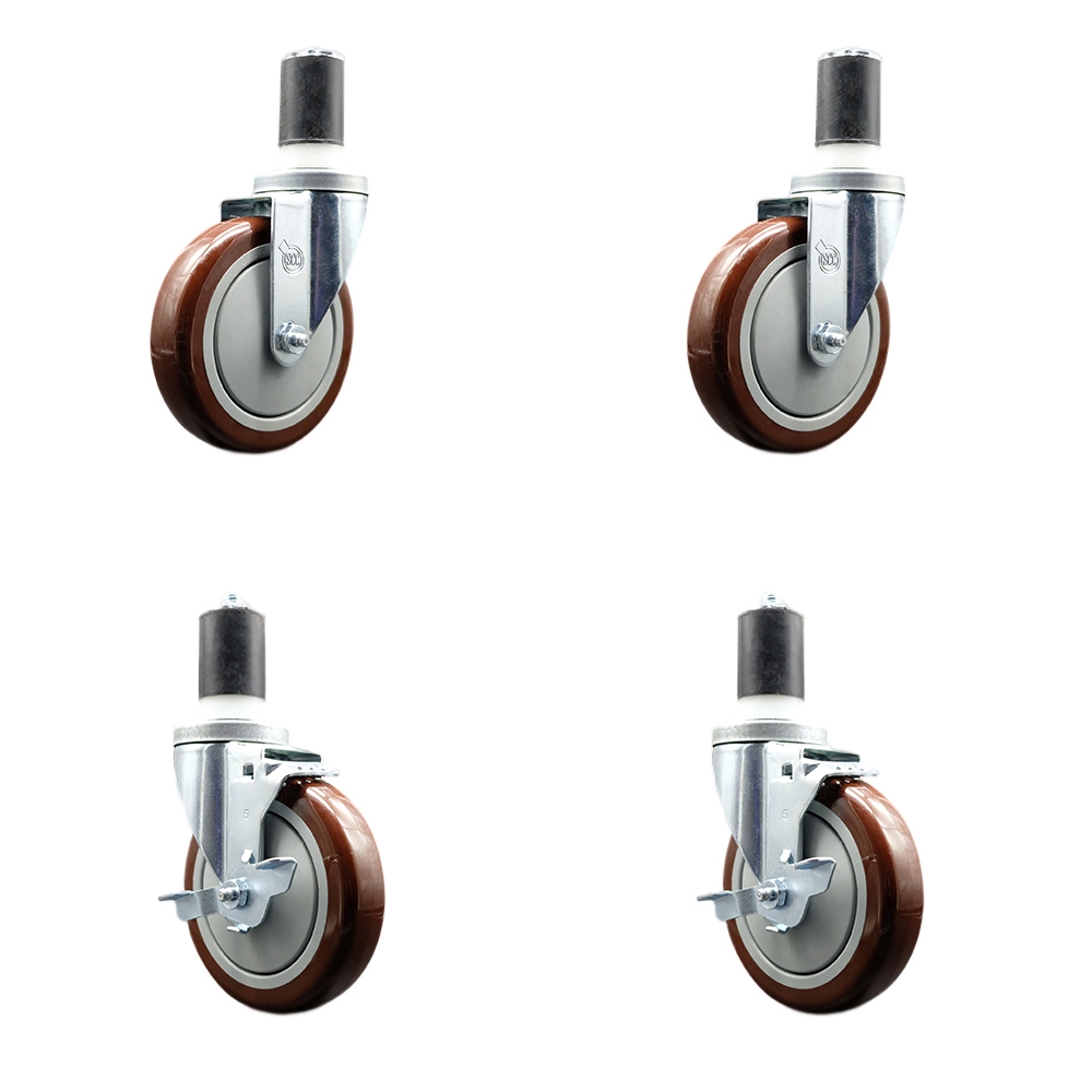 REG-SCC-EX20S514-PPUB-MRN-112-2-TLB-2 Regency Work Table & Equipment Stand Caster Set - 5 in. Maroon Poly Wheel - Replacement Caster Set - Set of 4
