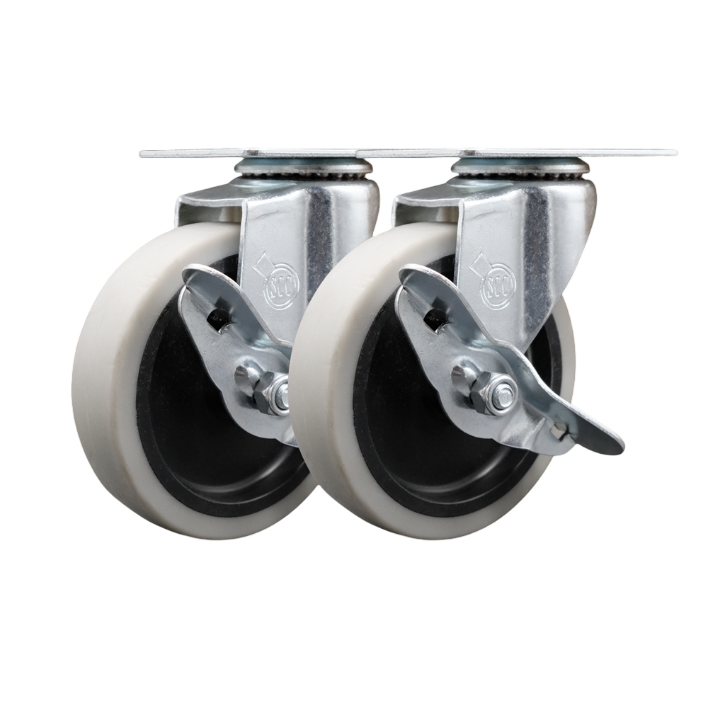 Rubbermaid Mobile Work Center 7734-88 Replacement Swivel Caster with Brake - Fits Rubbermaid Mobile Work Center 7734-88 - Set of 2