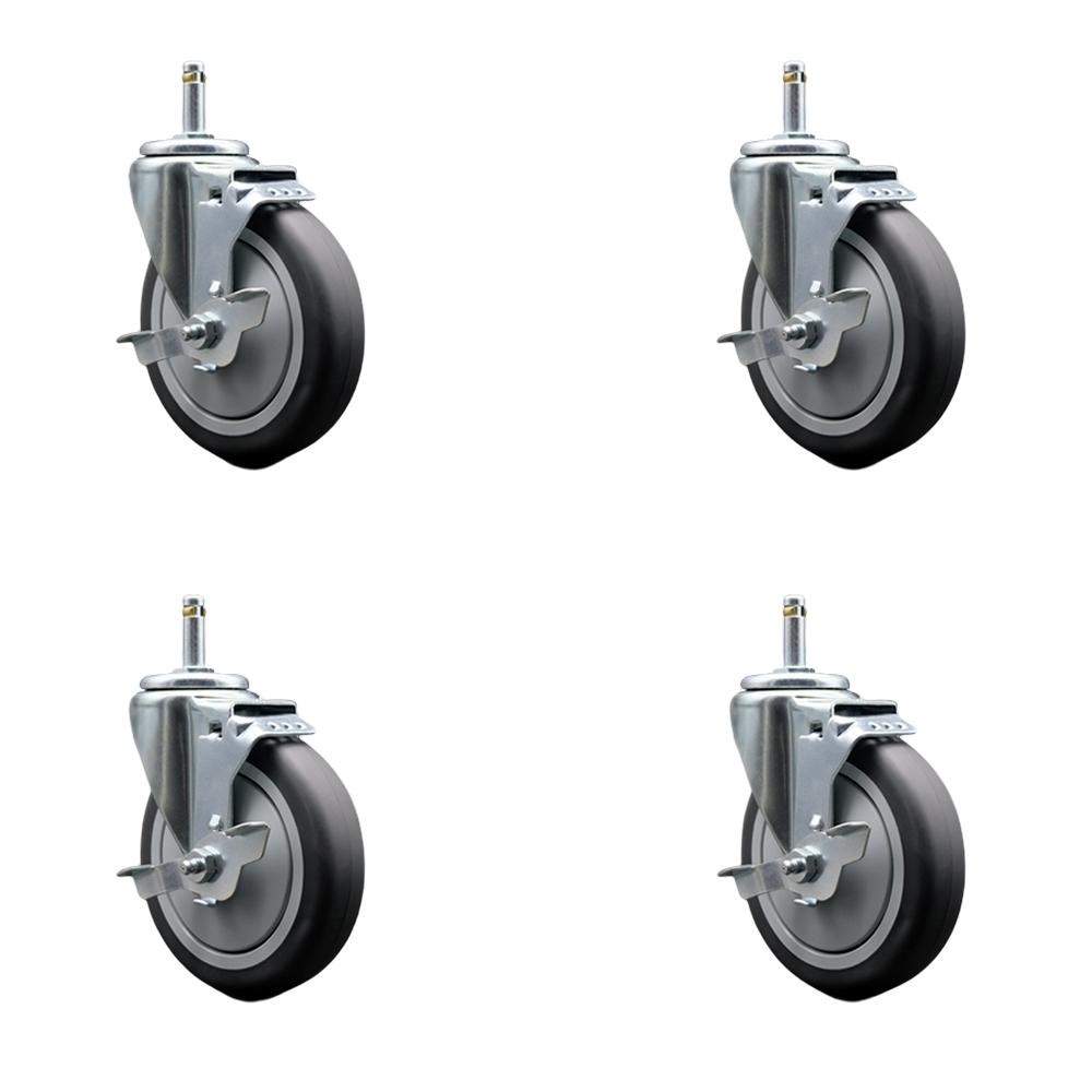 Rubbermaid Mobile Shelf Truck 5 in. Replacement Caster Set - Fits Rubbermaid Mobile Shelf Truck FG9T4200BLA FG9T4300BLA & FG9T4400BLA