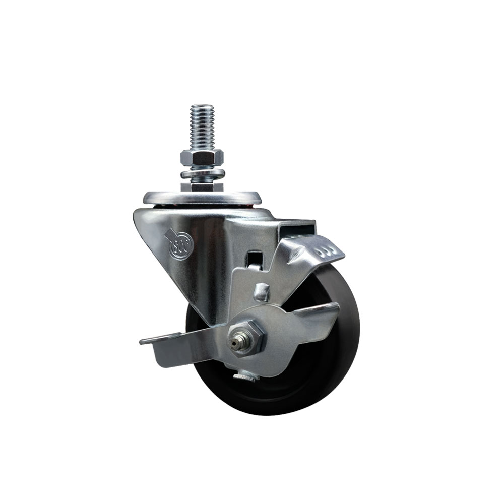 AP263284 263284 All Points 3 in. Swivel Threaded Stem Caster with Brake - Compatible with a Variety of Food Service Applications