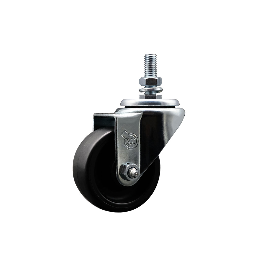 3in. Swivel Threaded Stem Caster - Polyolefin Wheel - Light Duty Replacement