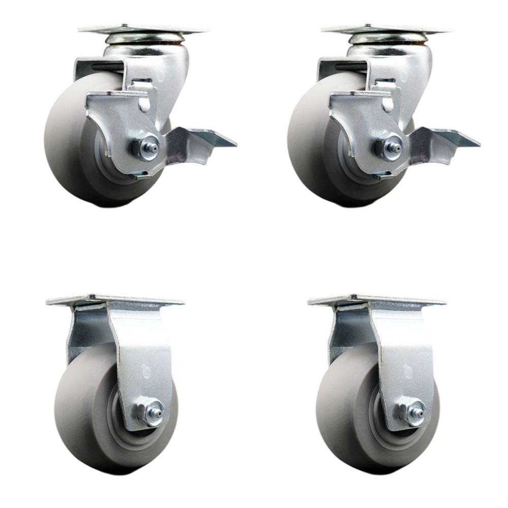 TOOL-SCC-20S420-TPRBD-TLB-2-R-2 Tool Box Caster Wheel Set - 4 in. Non-Marking, Zero Maintenance Thermoplastic Rubber Donut Tread Wheels
