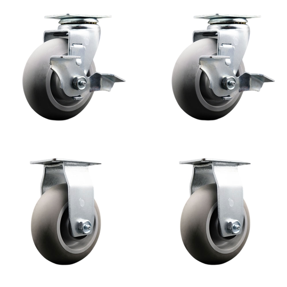 TOOL-SCC-20S520-TPRBD-TLB-2-R-2 Tool Box Caster Wheel Set - 5 in. Non-Marking, Zero Maintenance Thermoplastic Rubber Donut Tread Wheels