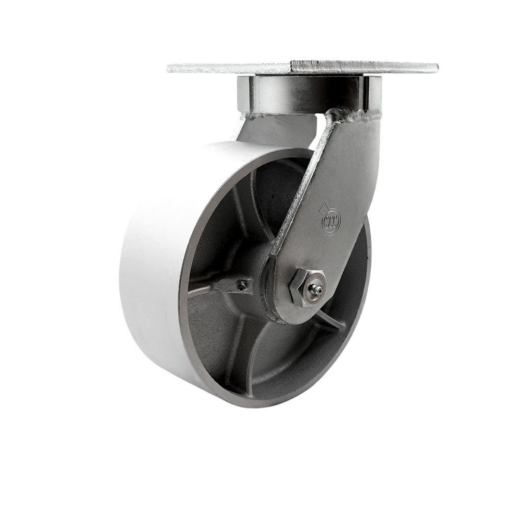 Extra Heavy Duty Kingpinless 8 x 3 in. Semi Steel Cast Iron Swivel Caster for Cranes, Gantries, Hoists & Winches - 2500 lbs per Caster