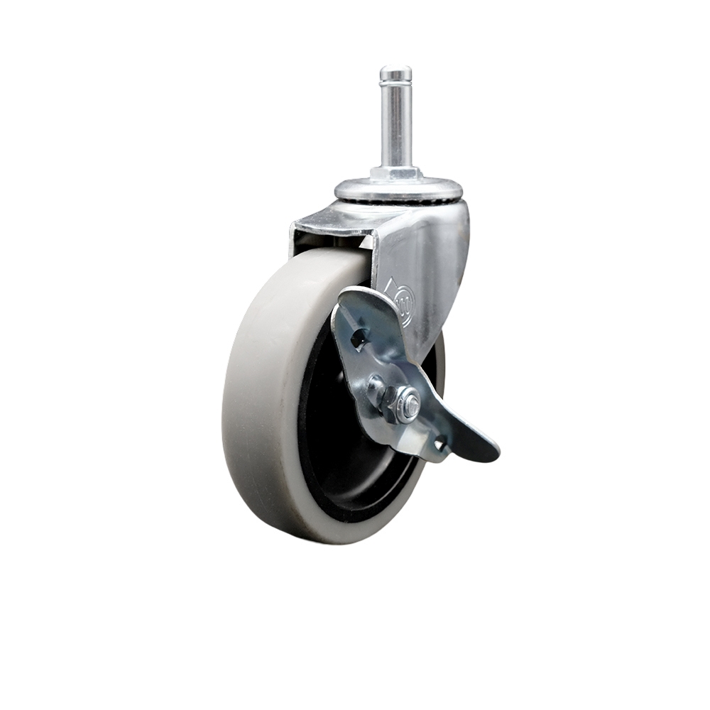 Replacement for Colson Caster 1.04351.441 MTG2 BRK3 - 4 in. Swivel Thermoplastic Rubber Caster & 0.43 x 1.37 in. Grip Ring Stem & Brake