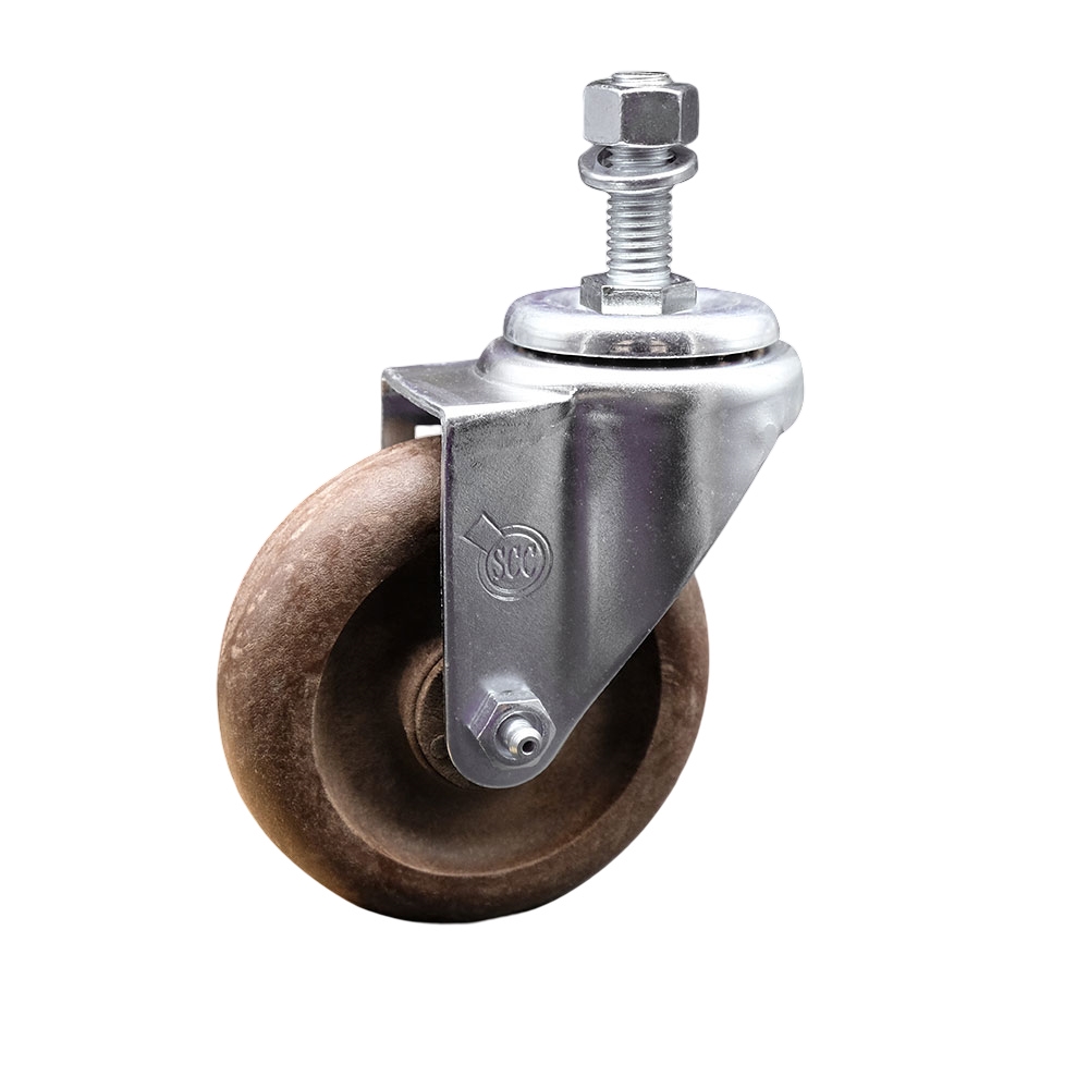 Replacement for Colson Caster 2.04254.52 HT MTG15 - High Temperature Glass Filled Nylon Swivel Threaded Stem Caster with 4 in. Brown Wheel