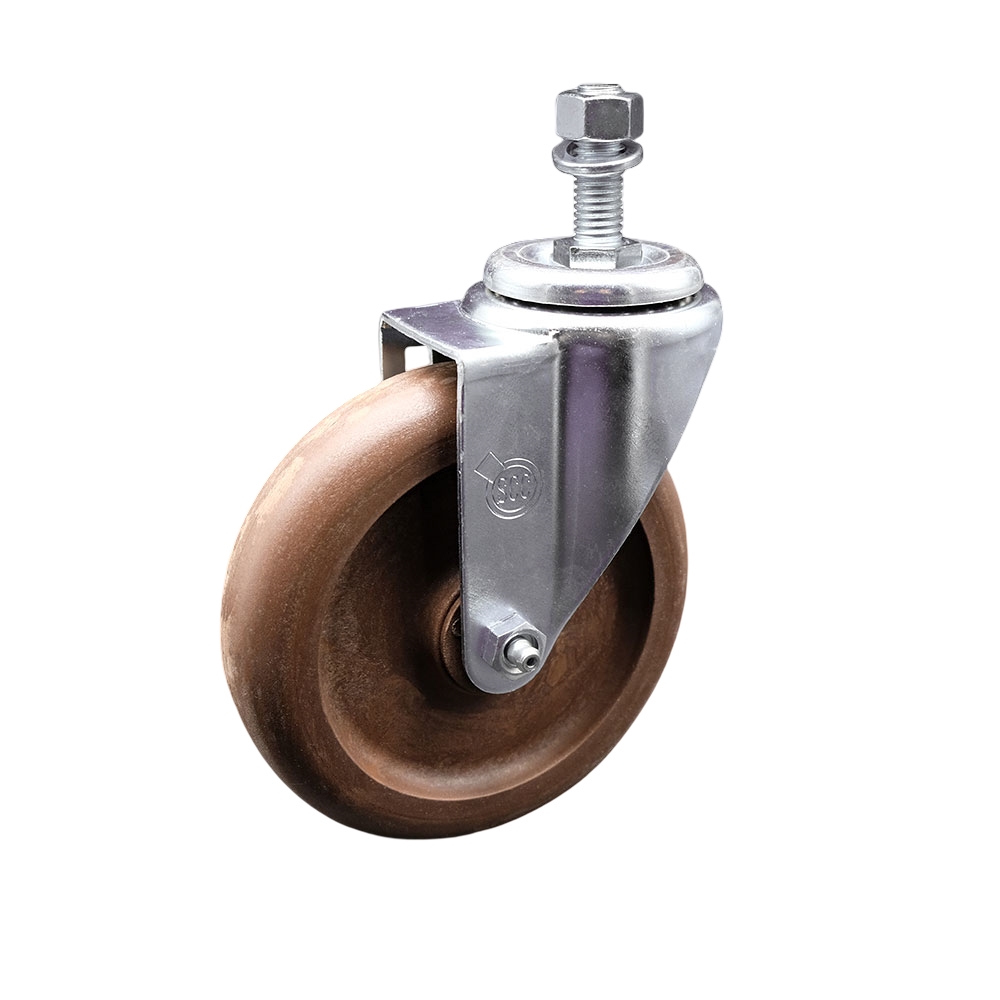 Replacement for Colson Caster 2.05254.52 HT MTG11 - High Temperature Glass Filled Nylon Swivel Threaded Stem Caster with 5 in. Brown Wheel