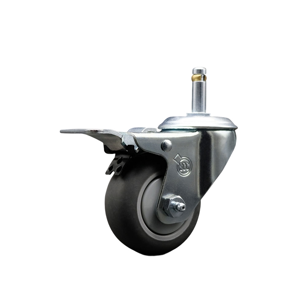 Replacement for Colson Caster 2.03351.42 MTG2 BRK5 - Thermoplastic Rubber Swivel Grip Ring Stem Caster - 3 in. Gray Wheel & 0.43 in. Stem