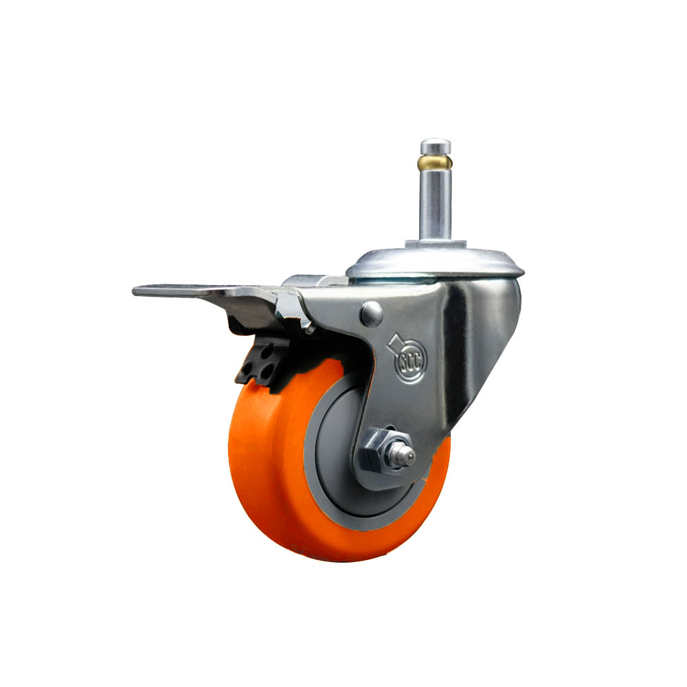 Replacement for Colson Caster 2.03351.92 MTG2 BRK5 - Polyurethane Swivel Grip Ring Stem Caster with 3 in. Orange Wheel & 0.43 in. Stem