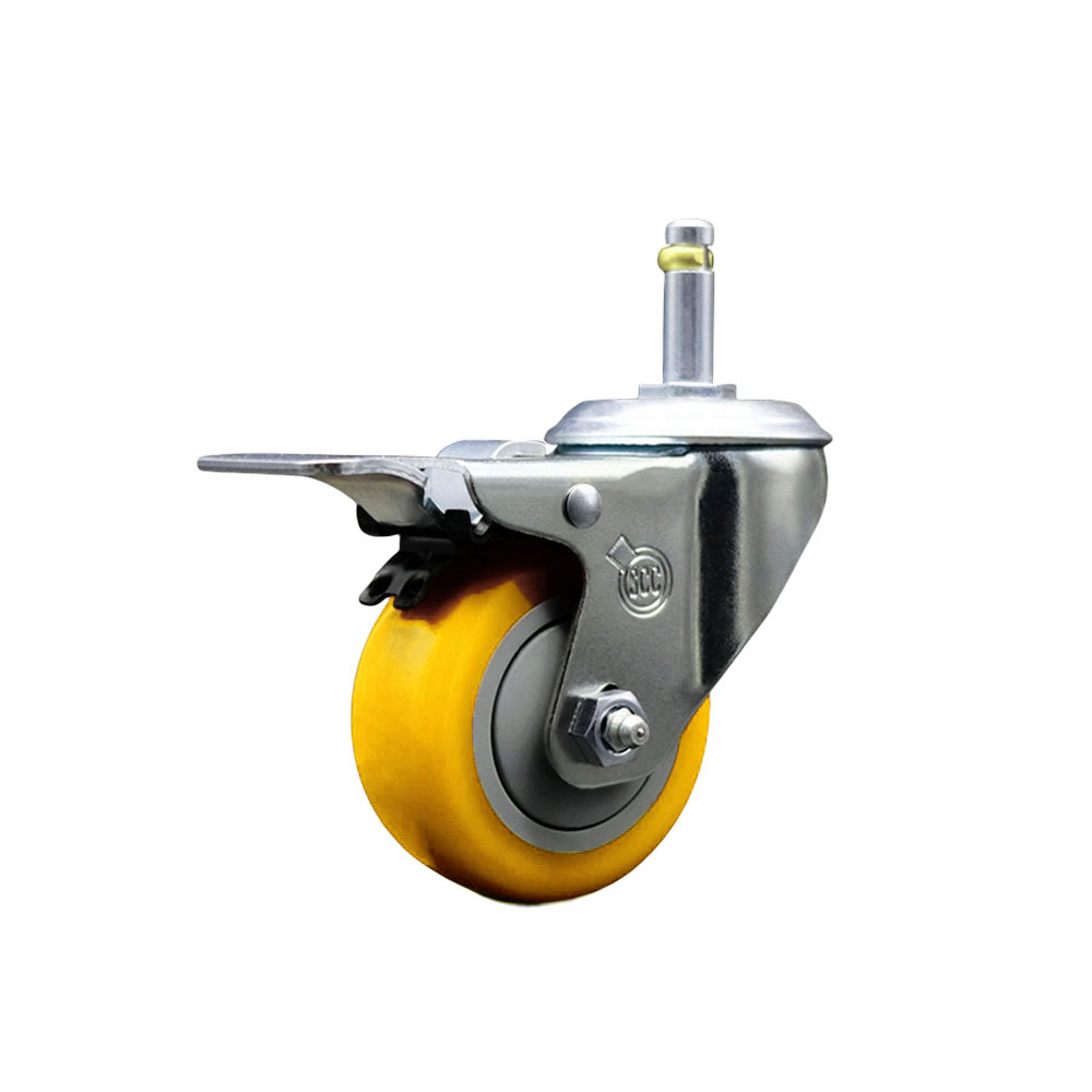 Replacement for Colson Caster 2.03351.92 MTG2 BRK5 - Polyurethane Swivel Grip Ring Stem Caster with 3 in. Yellow Wheel & 0.43 in. Stem