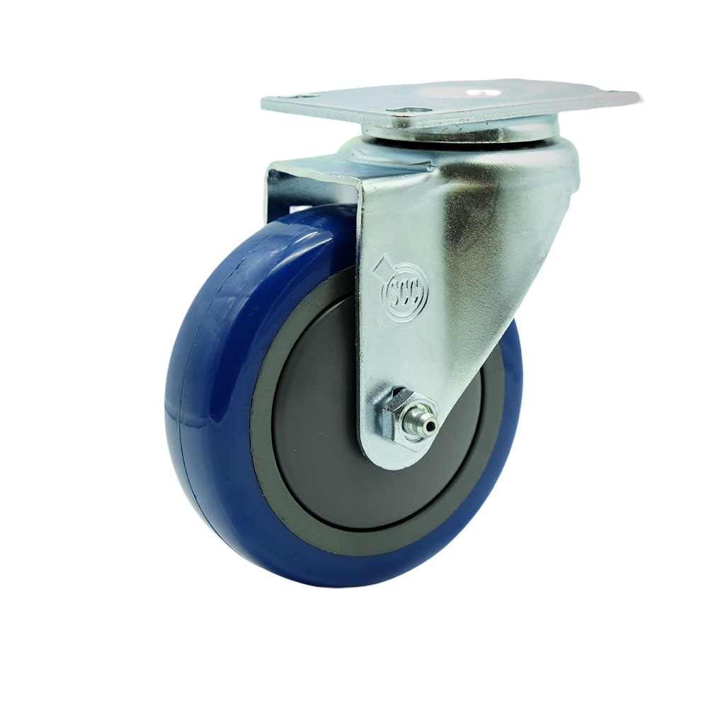 ULI-SCC-SS20S414-PPUB-BLUE Replacement Caster for Uline Caster H-7448S - Stainless Steel Swivel Top Plate Caster with 4 in. Blue Polyurethane Wheel
